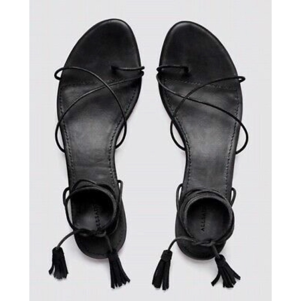NWOT AllSaints Tassel wrap sandals, Size 38